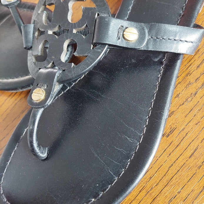 Tory Burch Black Leather 'Miller' Sandals | Pre Loved |