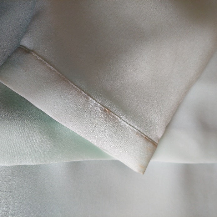 Mango Light Green Button Down Flat Collared Satin Top | Brand New |