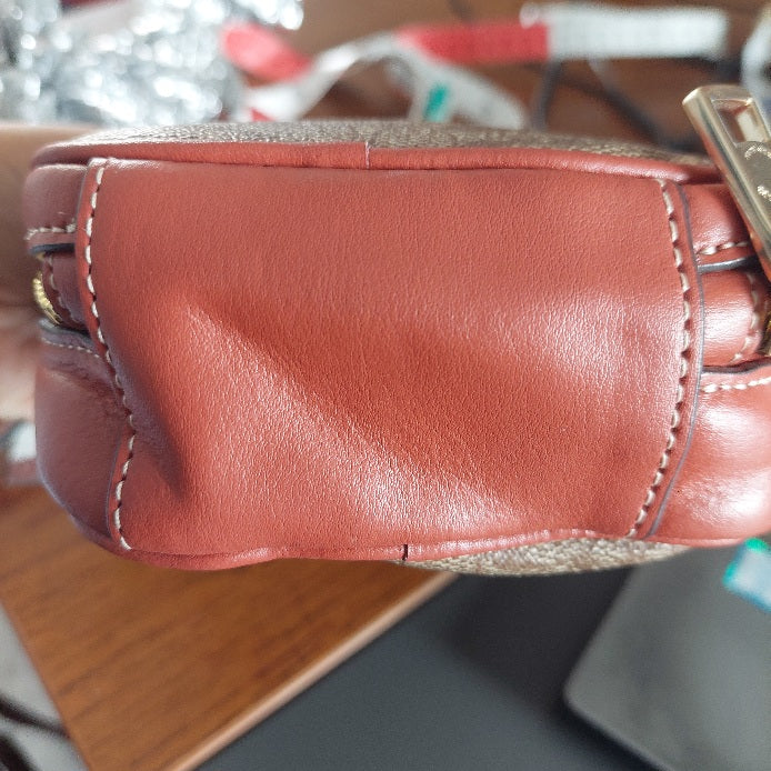 Coach Signature Canvas & Leather Trim Eva Phone Crossbody Bag | Pre Loved |