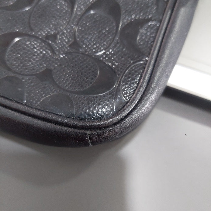 Coach Black Leather Signature Debossed Mini Bag | Pre Loved |