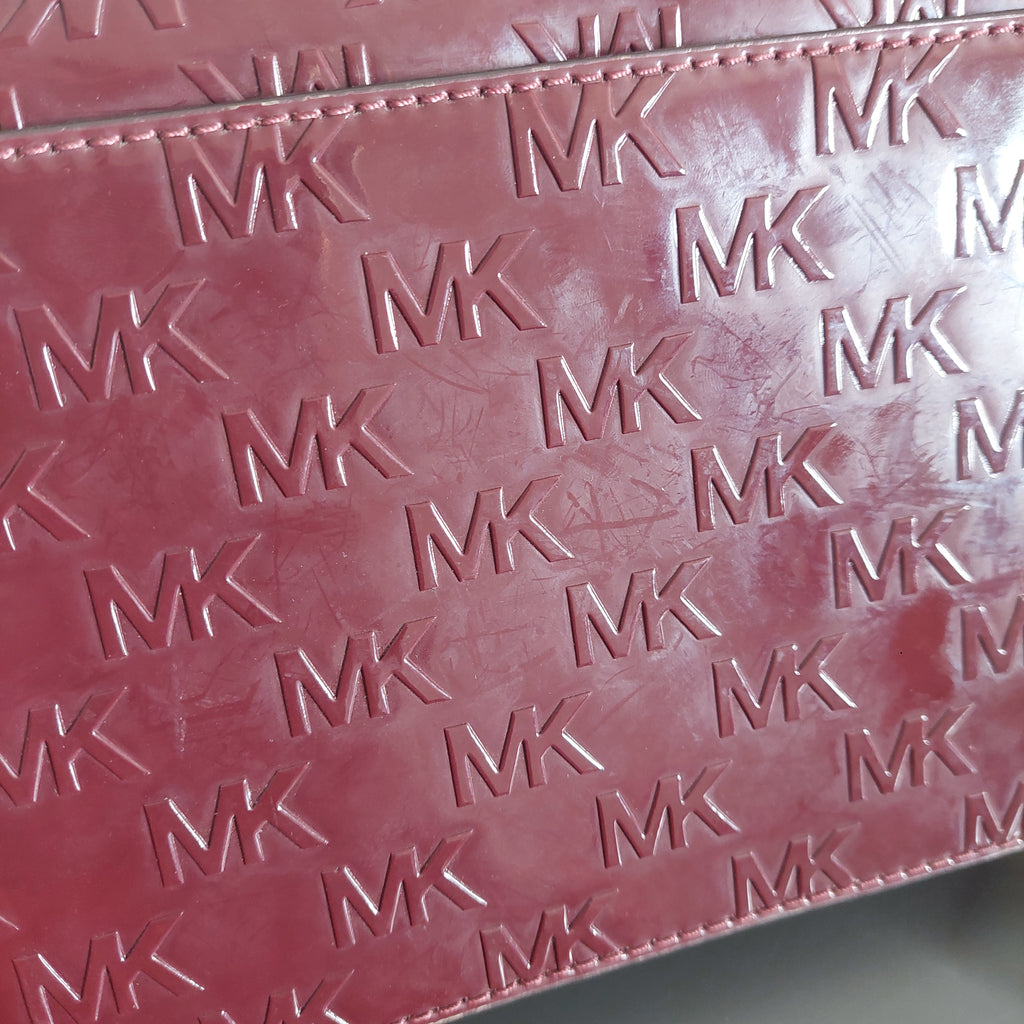 Michael Kors Merlot & Brown Monogram Heather Shoulder Bag | Pre Loved |