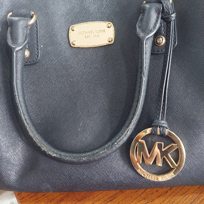 Michael Kors Black Saffiano Leather Large Satchel Bag | Pre Loved |