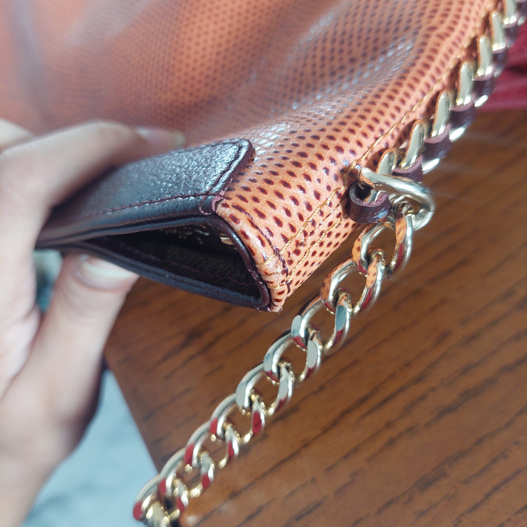 Jafferjees Orange Leather Small Shoulder Bag | Gently Used |