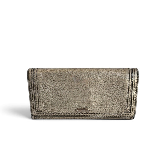 Céline Metallic Silver Leather Companion Wallet | Pre Loved |