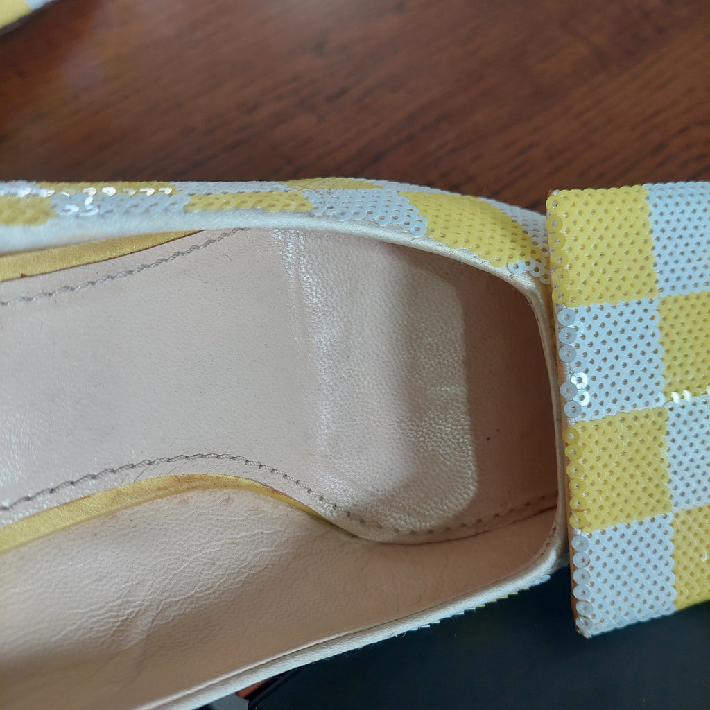 Louis Vuitton Yellow & White Magic Square Pumps | Pre Loved |