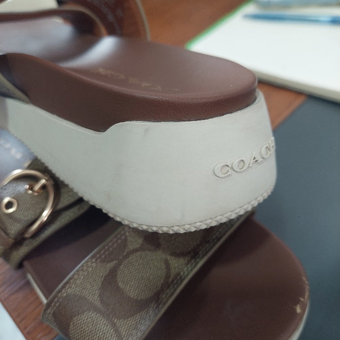 Coach Brown Monogram Signature Gwen Sandals | Pre Loved |