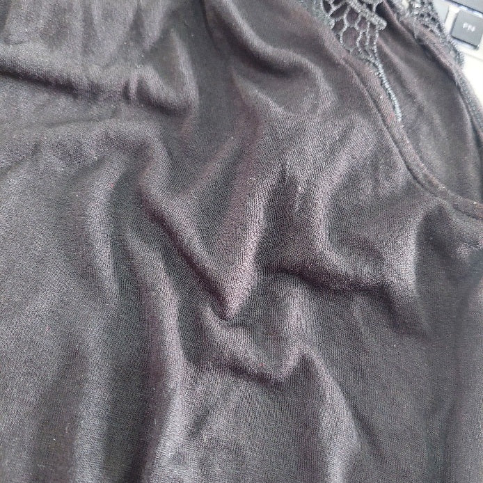 H&M Black Sleeveless Lace Shoulder Top | Pre Loved |