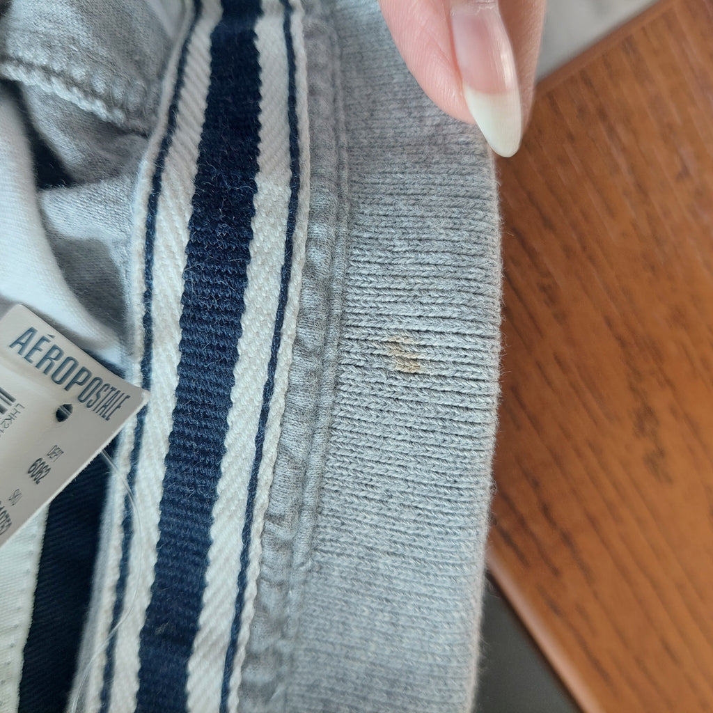 Aeropostale Men's Grey & White Striped Polo Shirt | Brand New |