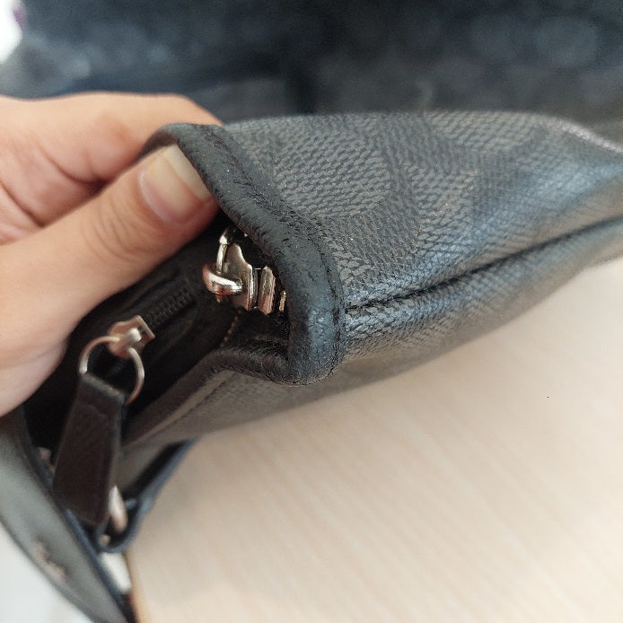 Coach Black Ward Signature Monogram Coated Canvas Leather Tote Bag | Pre Loved |