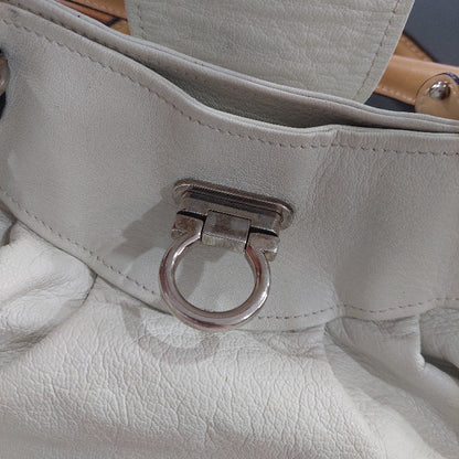 Salvatore Ferragamo White Leather Marisa Satchel Bag | Pre Loved |
