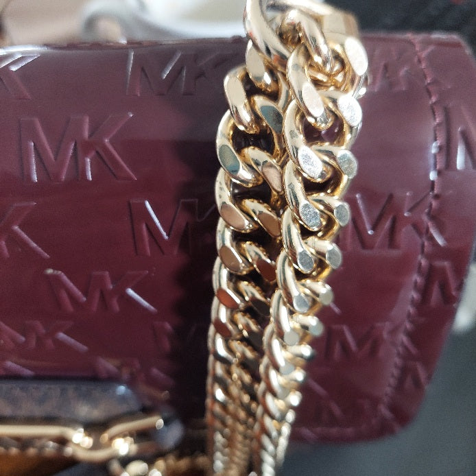 Michael Kors Merlot & Brown Monogram Heather Shoulder Bag | Pre Loved |