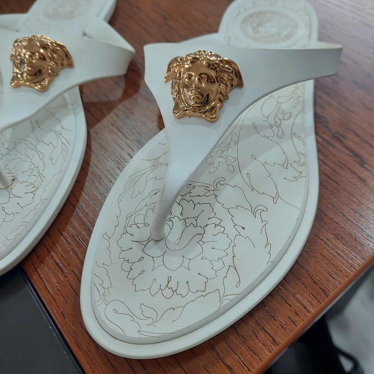 Versace White Medusa Thong Sandals | Pre Loved |