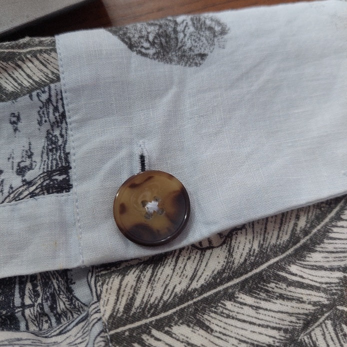 Massimo Dutti Men's Light Blue Floral Print Button Down Shirt | Pre Loved |