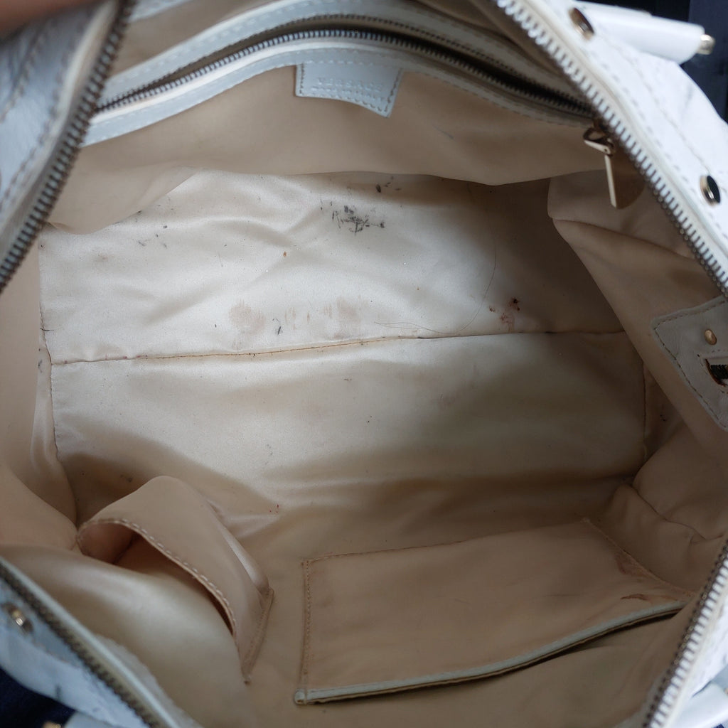 Versace White Leather Studded Handbag | Pre Loved |