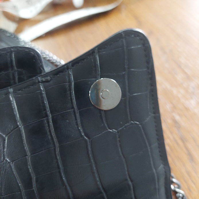 Zara Black Crocodile Patterned Faux Leather Mini City Crossbody Bag | Pre Loved | - Secret Stash