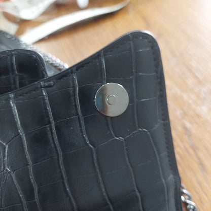 Zara Black Crocodile Patterned Faux Leather Mini City Crossbody Bag | Pre Loved | - Secret Stash