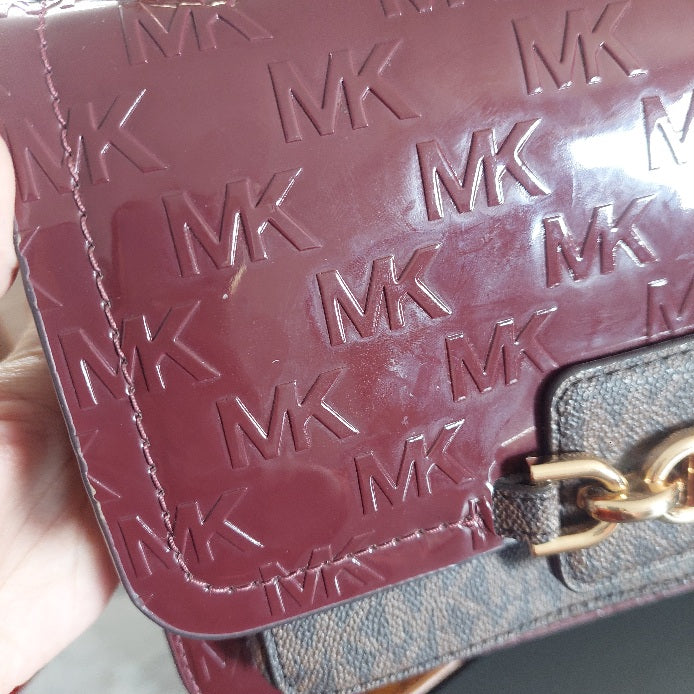 Michael Kors Merlot & Brown Monogram Heather Shoulder Bag | Pre Loved |