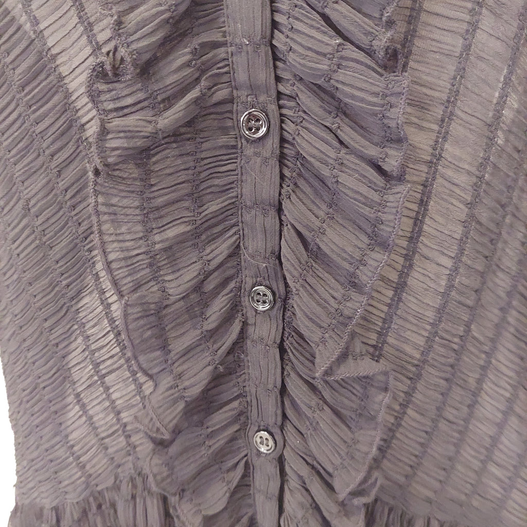 ZARA Black Frill Sheer Pleated Button-down Blouse | Pre loved |