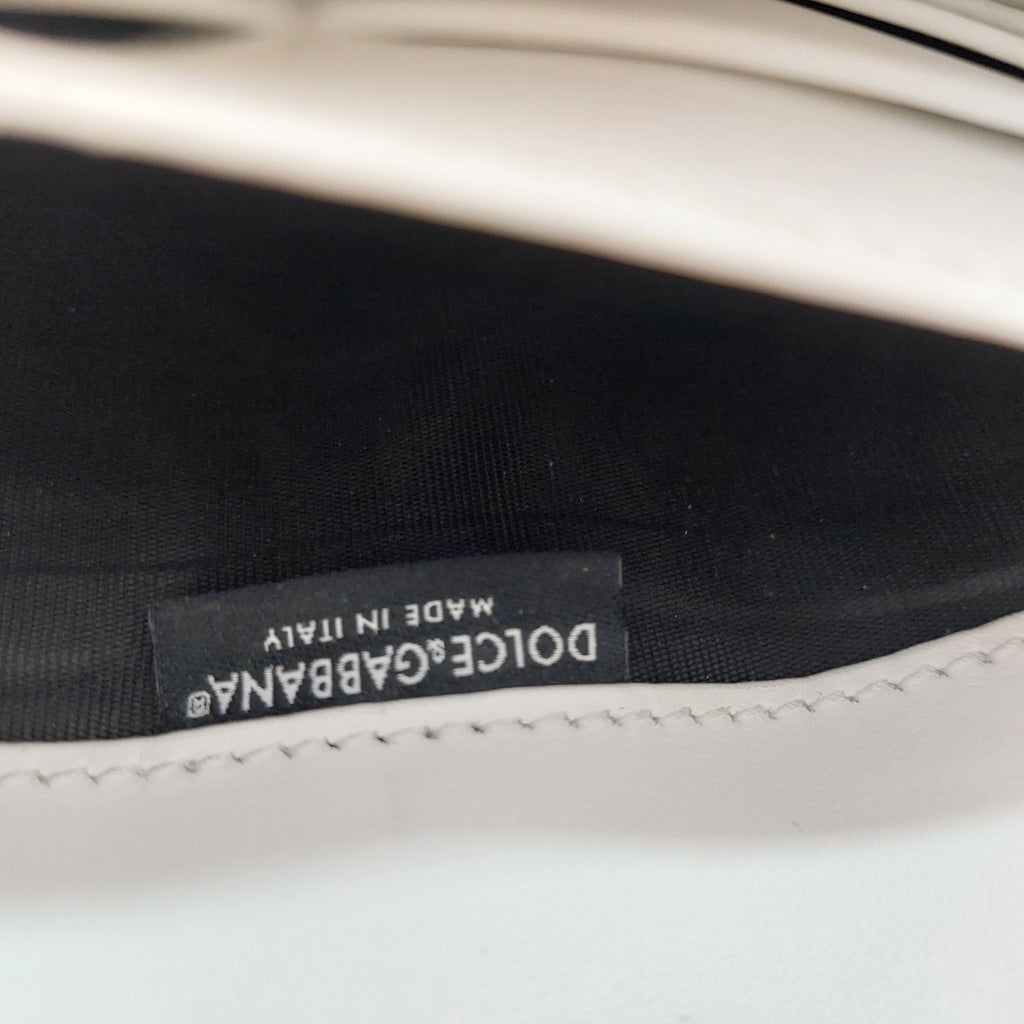 DOLCE & GABBANA White Gold Leather Amore Crossbody Bag | Pre Loved |
