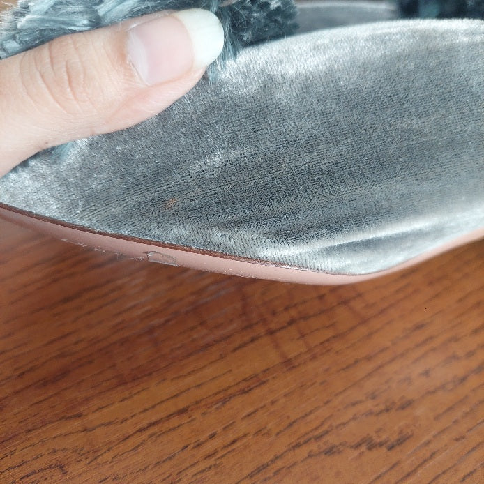 Aquazzura Grey Velvet Powder Puff Mules | Pre Loved |