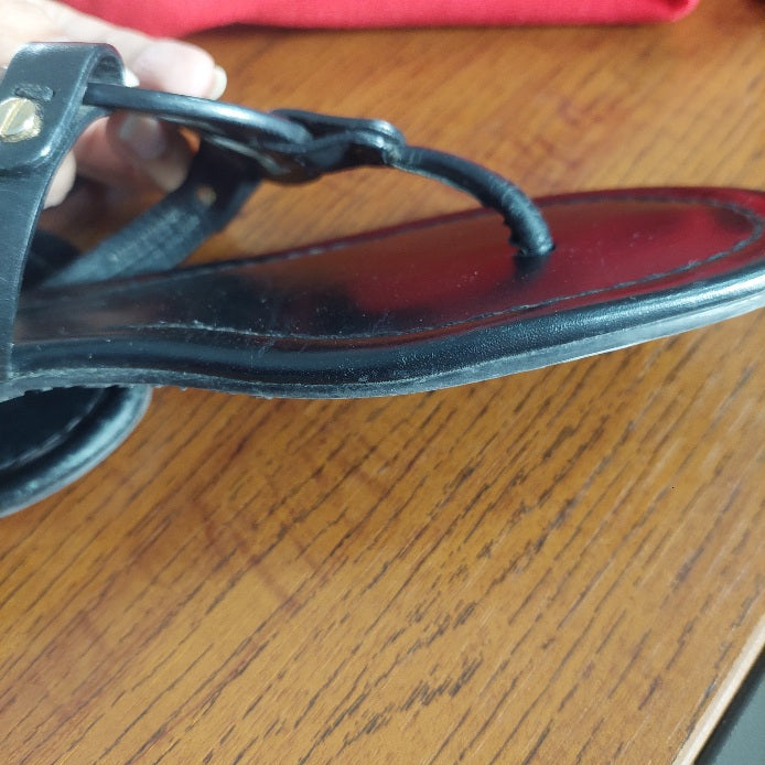 Tory Burch Black Leather 'Miller' Sandals | Pre Loved |
