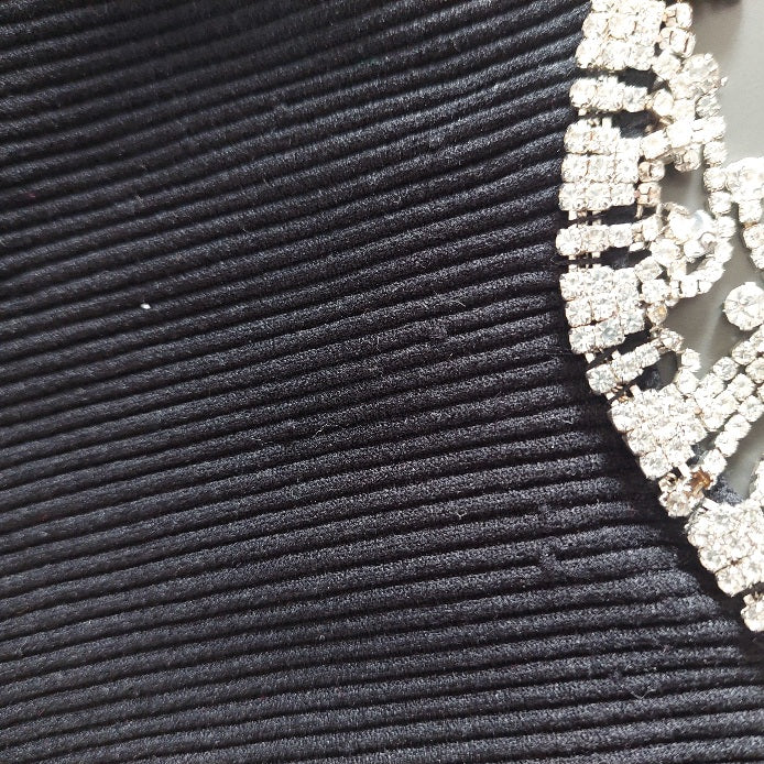 ZARA Black Ribbed Sleeveless Rhinestone Fringe Crop Top | Gently Used |