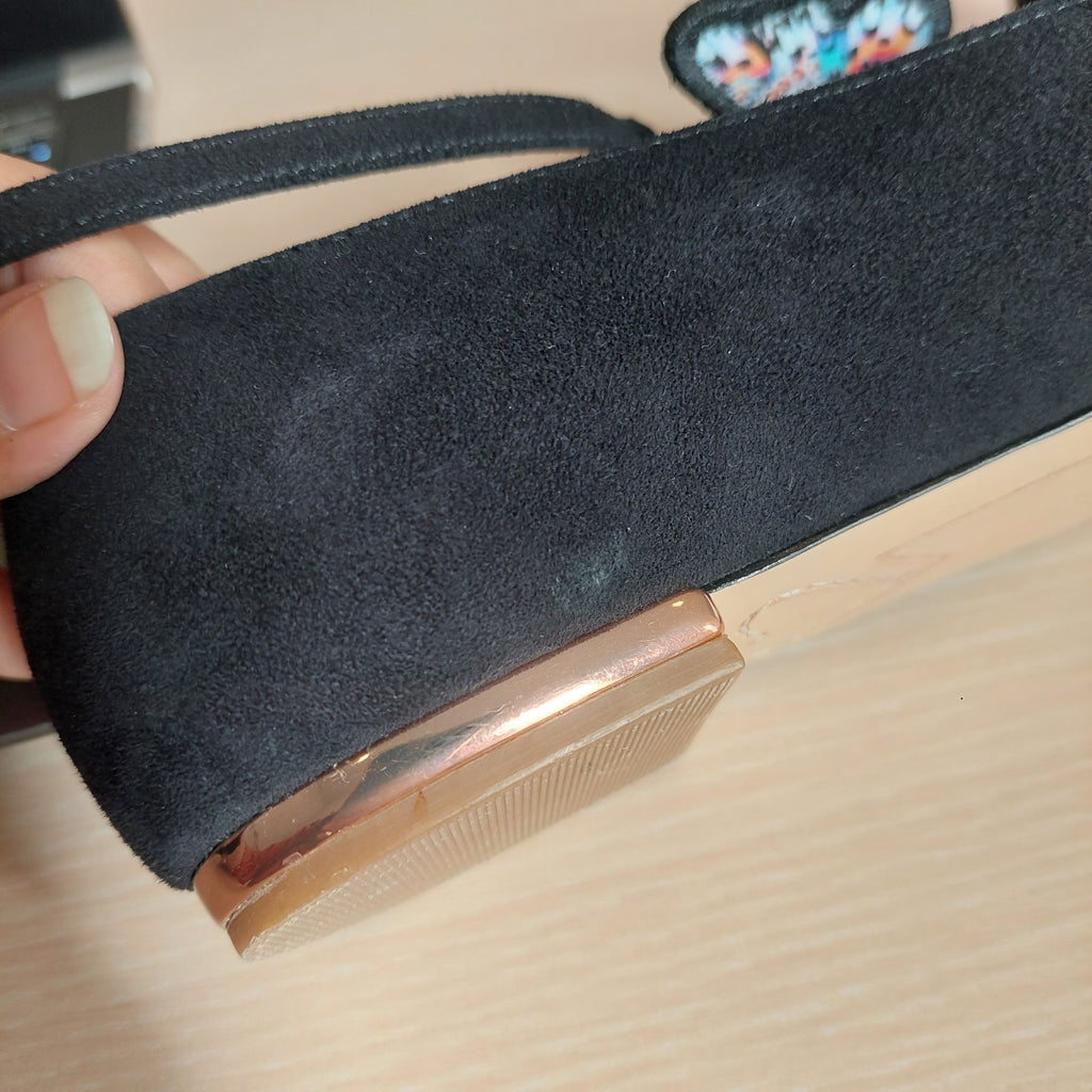 Sophia Webster Black & Multi Butterfly Suede Riva Pointed Flats | Pre Loved |