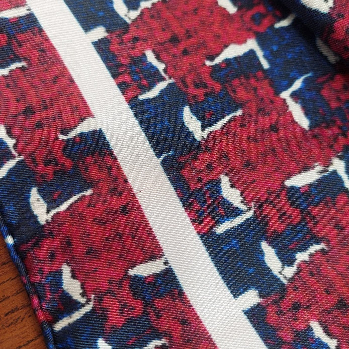 Chanel Red & Blue Silk Square Scarf | Like New |