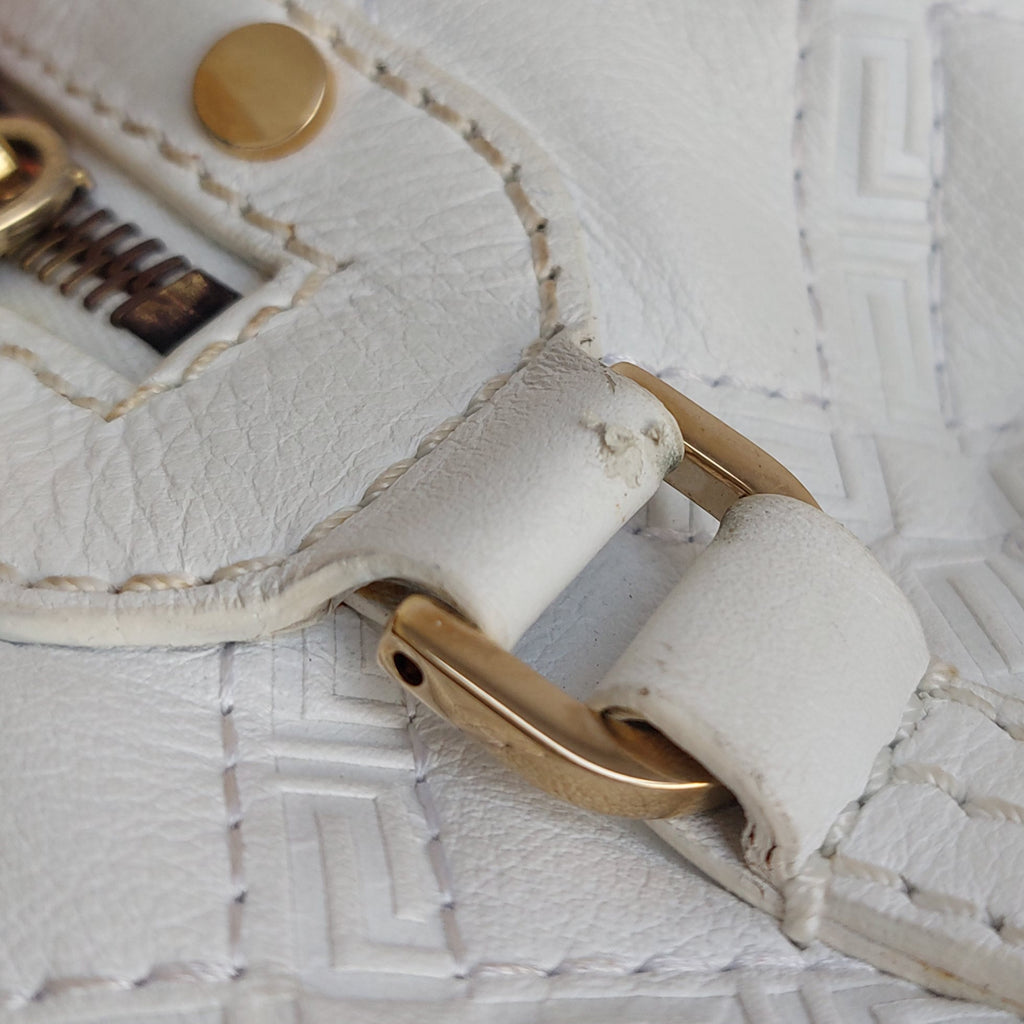 Versace White Leather Studded Handbag | Pre Loved |