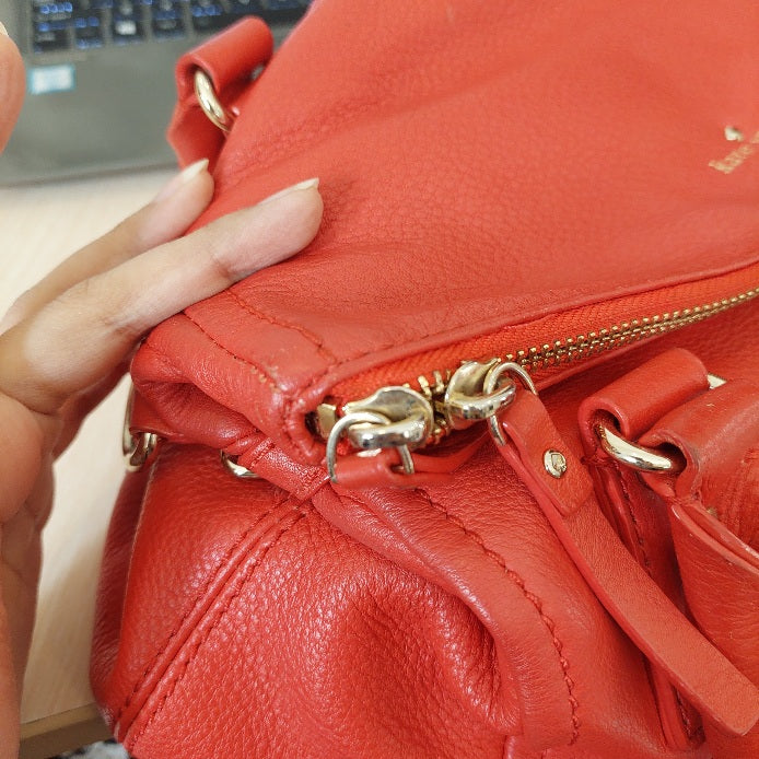 Kate Spade Red Leather Double Handle Crossbody Bag | Pre Loved |