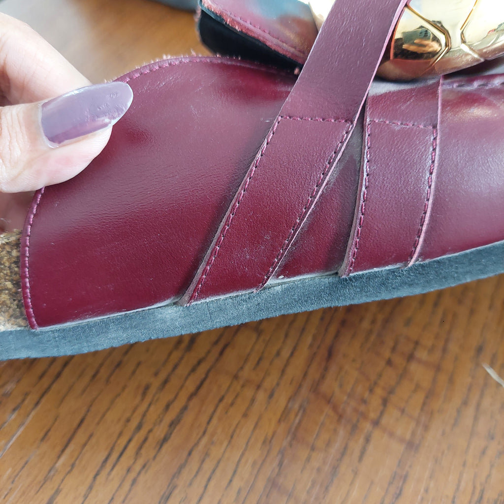 JW Anderson Maroon Chain Loafer Leather Mules | Pre Loved |