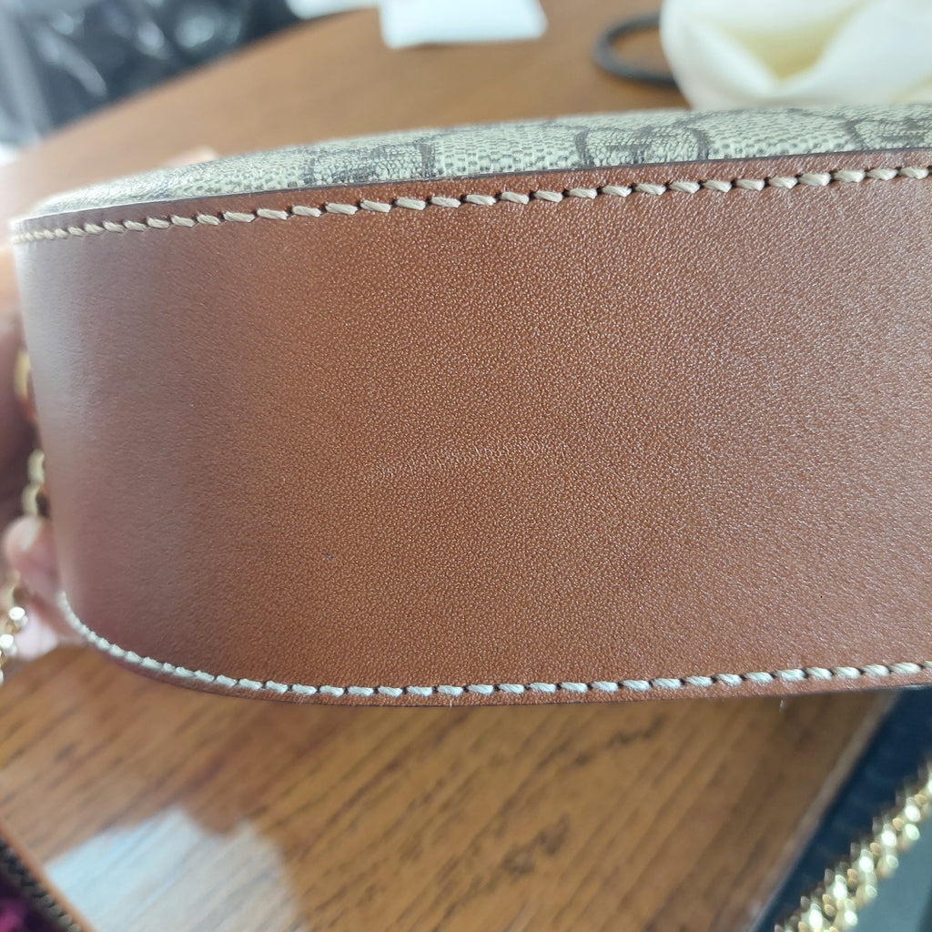 Gucci Brown/Beige GG Supreme Canvas and Leather Mini Chain Bag | Gently Used |