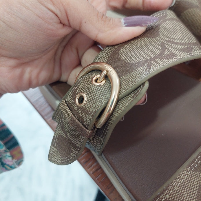 Coach Brown Monogram Signature Gwen Sandals | Pre Loved |
