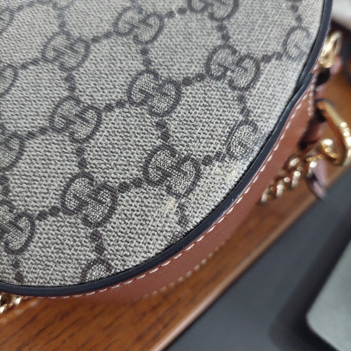 Gucci Brown/Beige GG Supreme Canvas and Leather Mini Chain Bag | Gently Used |