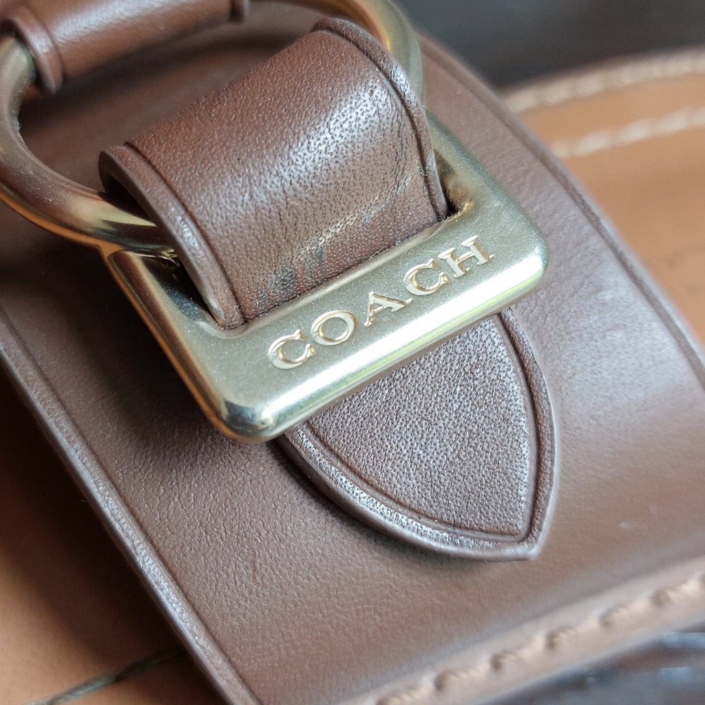 Coach Khaki Leather 'Hallie' Signature Sandals | Gently Used |