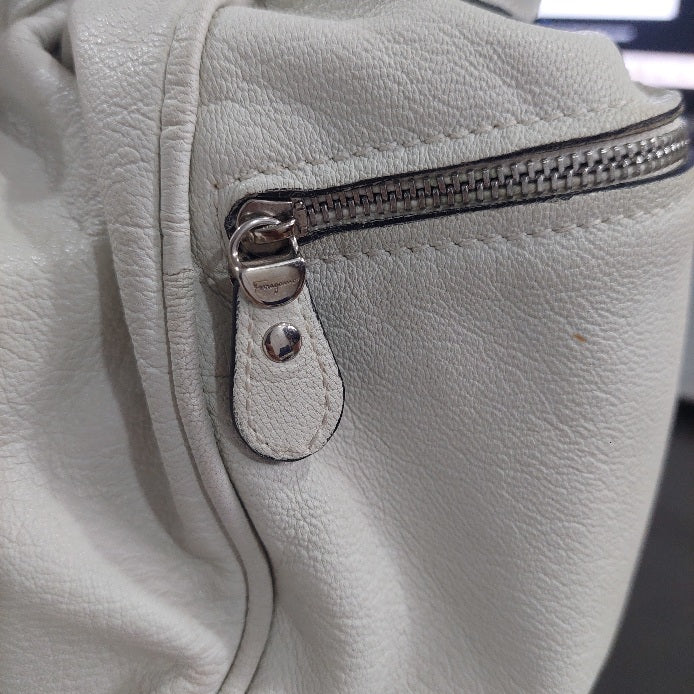 Salvatore Ferragamo White Leather Marisa Satchel Bag | Pre Loved |