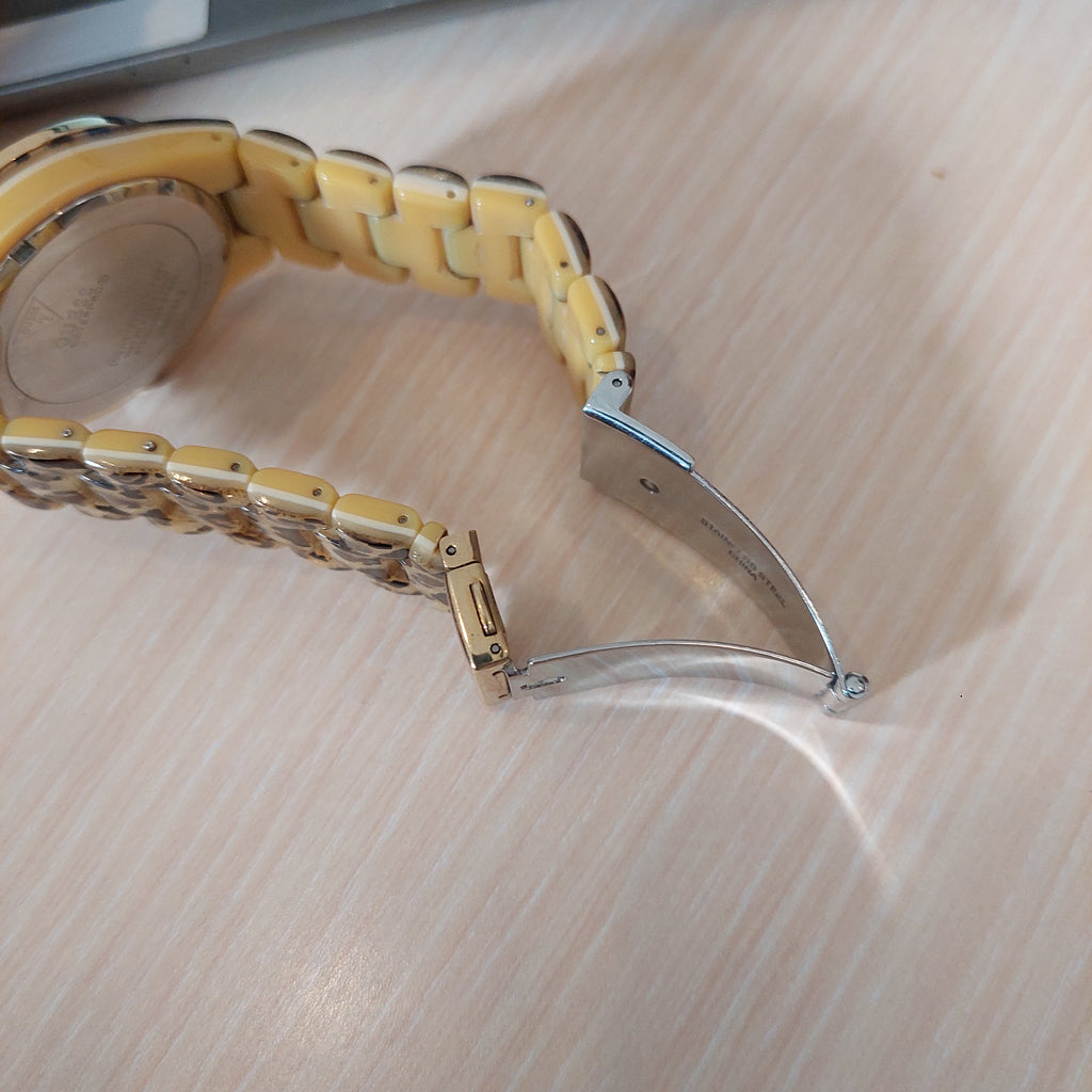 Guess Gold Leopard Print Rhinestone Watch | Pre Loved |