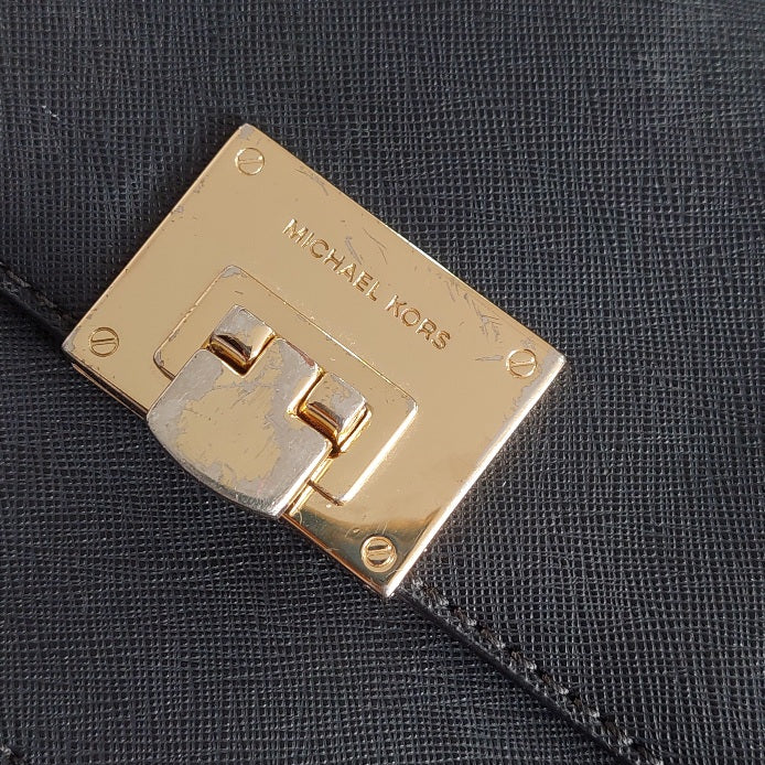 Michael Kors Black Tina Leather Clutch Crossbody and Detachable Wallet Bag | Pre Loved |