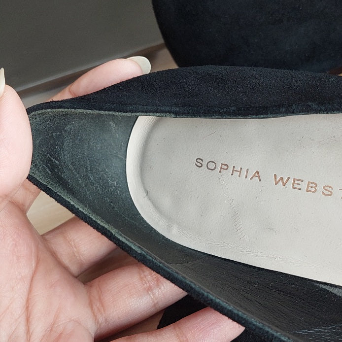 Sophia Webster Black Suede 'Bibi' Butterfly Ballerina Flats | Pre Loved |