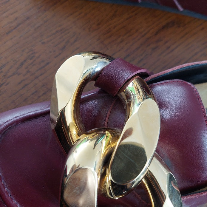 JW Anderson Maroon Chain Loafer Leather Mules | Pre Loved |
