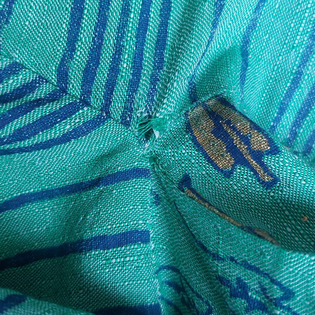 Blocked Green Gold & Blue Leaf Printed Kurta | Pre Loved |