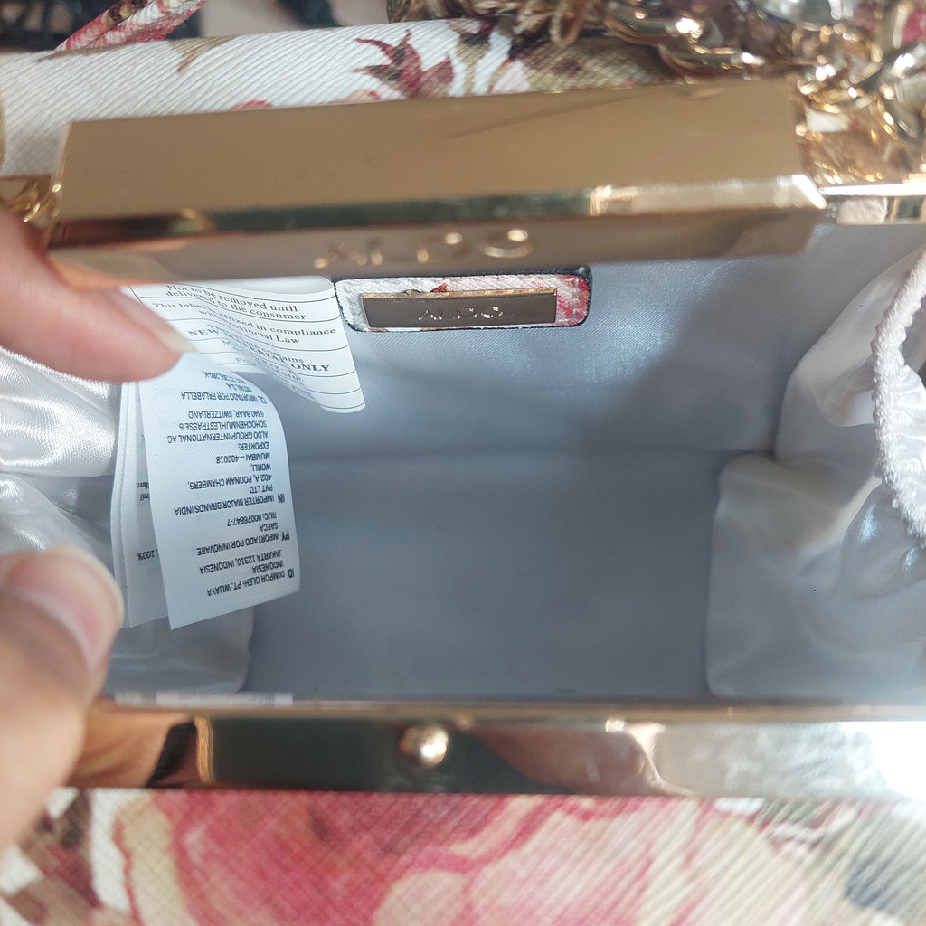 Aldo Floral Printed Box Top Handle Embellished Crossbody Bag Pre Lov