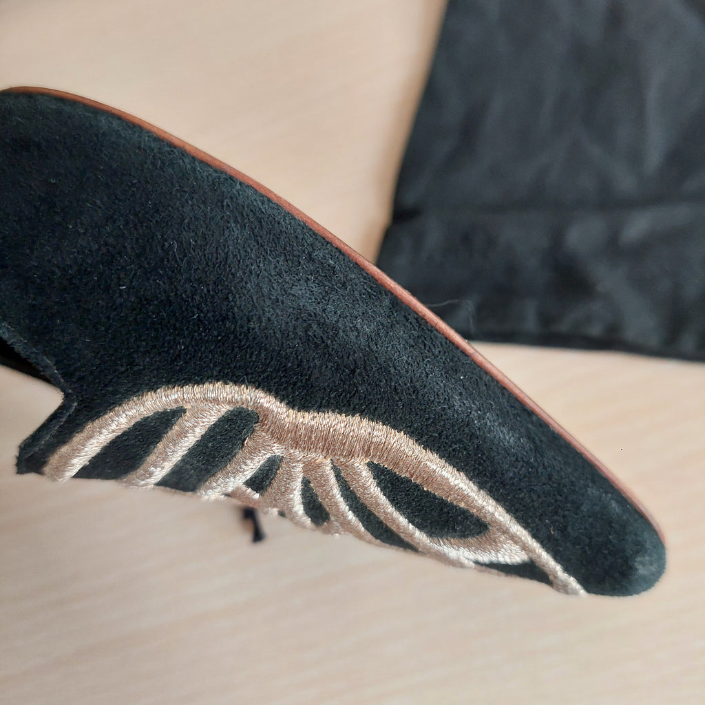 Sophia Webster Black Suede 'Bibi' Butterfly Ballerina Flats | Pre Loved |