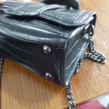 Zara Black Crocodile Patterned Faux Leather Mini City Crossbody Bag | Pre Loved | - Secret Stash