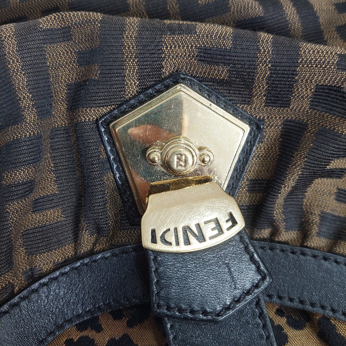 Fendi Canvas Monogram & Cheetah Print Hobo Bag | Pre Loved |