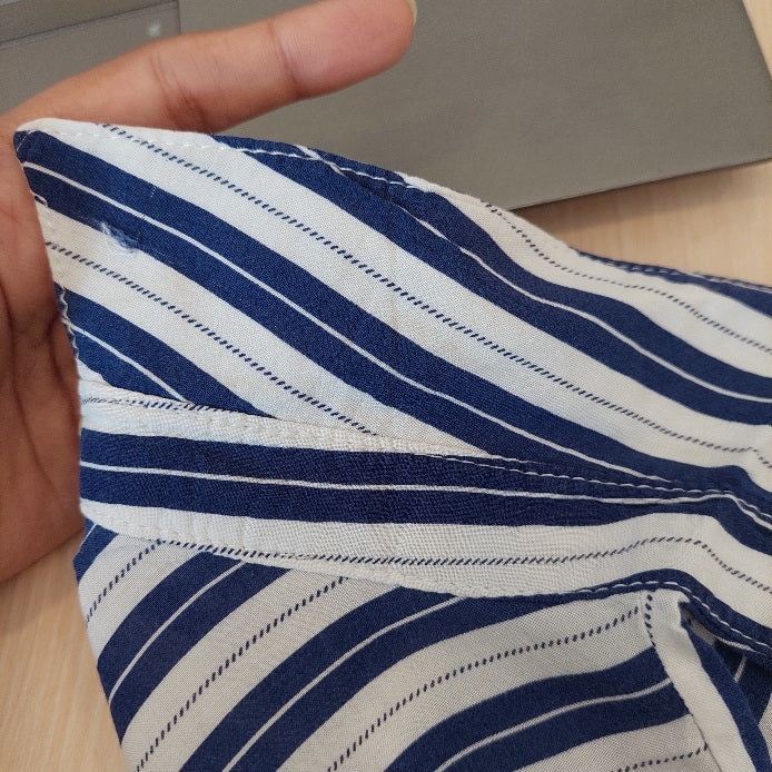 Stradivarius White & Blue Striped Collared Shirt | Gently Used |