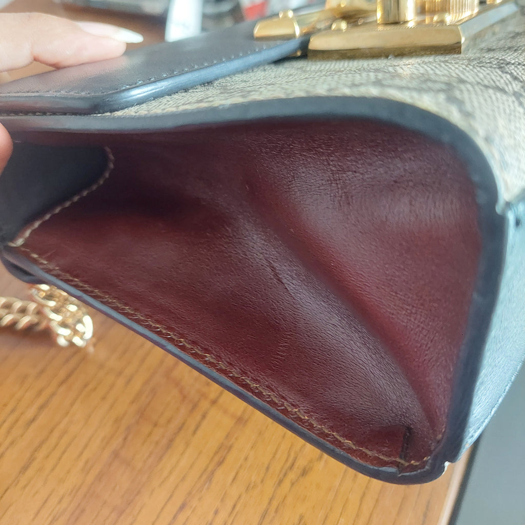 Gucci Black & Beige Padlock Leather Crossbody Bag | Pre Loved |