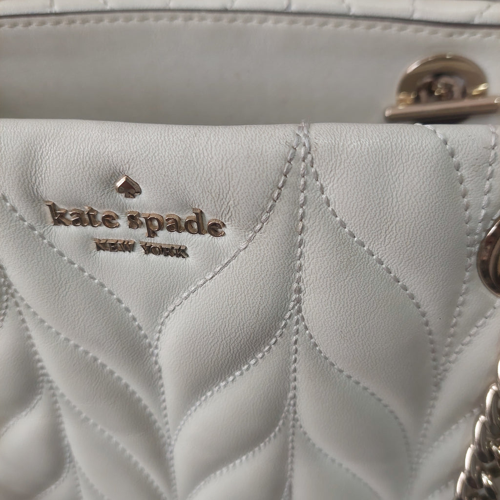 Kate Spade White Meena Leather Briar Lane Quilted Shoulder Bag | Pre Loved |
