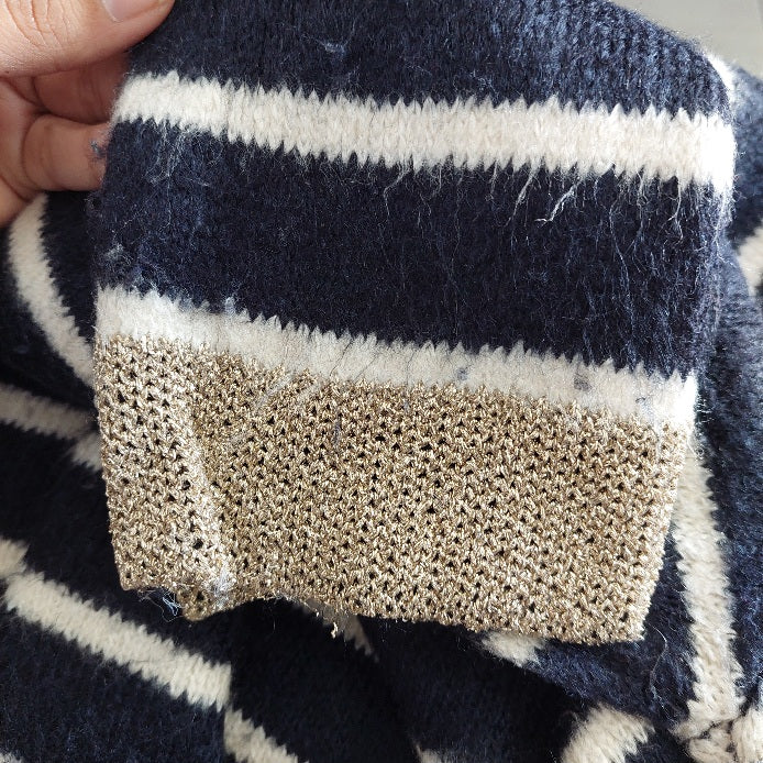 Marks & Spencer Navy & Cream Striped Sweater | Pre Loved |