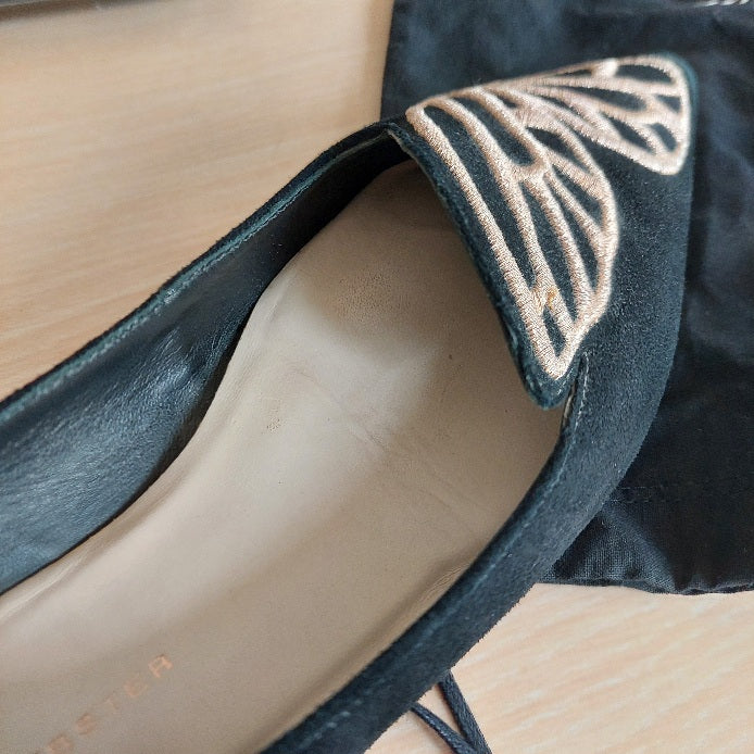 Sophia Webster Black Suede 'Bibi' Butterfly Ballerina Flats | Pre Loved |